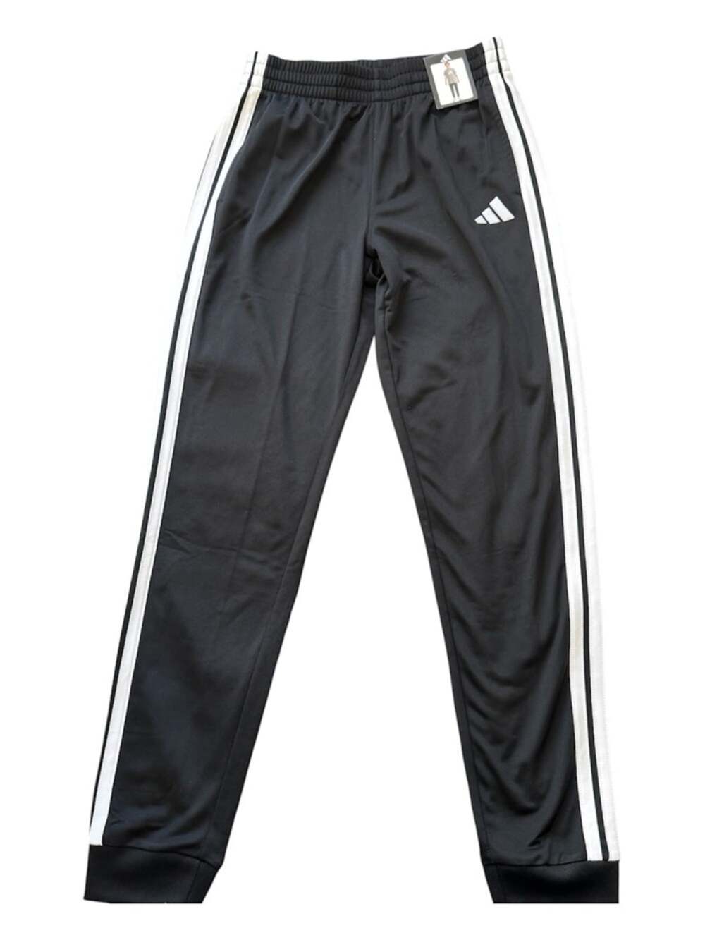 adidas Kids Unisex Black Joggers with White Side Stripes Size 14/16 Athletic